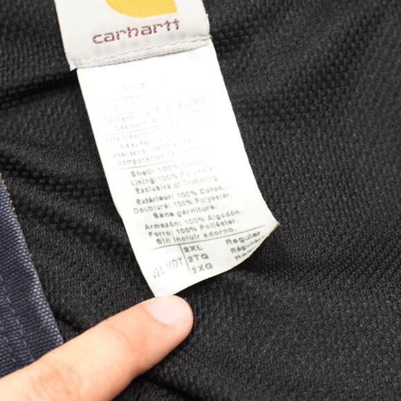 VTG Carhartt Men's Work Jeans Hooded Cotton Blue Size 2XL J25 ZIPPER NOT WORKING - Picture 8 of 8